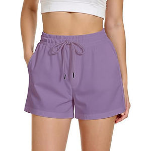 Pantalones Cortos de Forro Polar para Mujer, Tallas Grandes, Cintura Alta, con Cordón, Bolsillos, Dobladillo con Ribete, Mezcla de Algodón Suave, para Descansar, Gimnasio, Invierno - Product Image 1