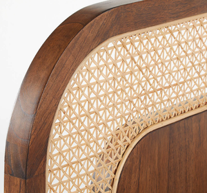 Lit plateforme minimaliste moderne en teck massif avec tête de lit en rotin naturel, taille King Size, garantie 3 ans pour mobilier de chambre - Product Image 6