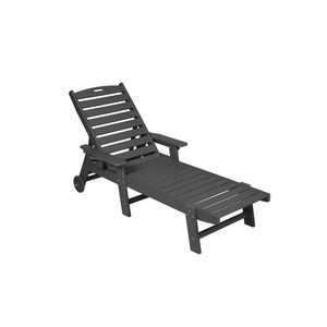 Sdraio Oversize in HDPE con 5 Posizioni e Portabicchieri, Lettino Prendisole da Esterno con Ruote di Lounge P - Product Image 3