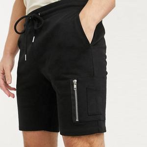 Pantalones Cortos Deportivos Negros de Moda con Bolsillos Tipo Cargo, 100% Algodón, Cintura Elástica, Transpirables, de Secado Rápido, para Hombre - Product Image 1