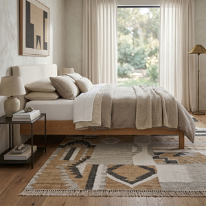 Beige <b>Grey</b> Abstract Patchwork Hand Tufted Wool <b>Rug</b> Handmade Geometric Tribal Woven Eco-Friendly Non-Slip <b>Thick</b> Living Room - Product Image 3