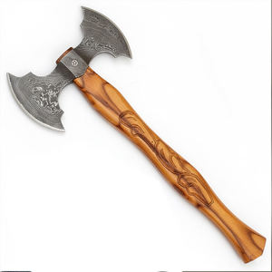 Damascus Steel Double Head <b>Axe</b> Handmade Pattern Steel Tool Designed For Utility <b>Camping</b> And Outdoor Lifestyle - Product Image 3