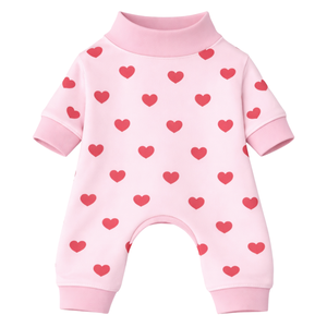 Dog Pajamas Onesie Pink Hearts Print Soft Stretch Pet Sleepwear Cozy Breathable All Season Nightwear For Small Medium Dog Indoor - Product Image 4