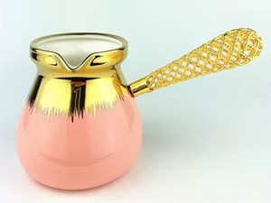 Luxury Metal Gold Handle Ceramic Turkish Coffee Pot Round Percolator Metal Coffee <b>Tea</b> Tool - Product Image 5