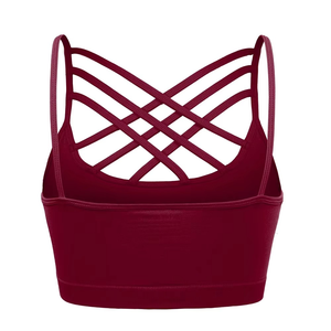 Sujetador deportivo acolchado para mujer con espalda cruzada, para yoga, gimnasio, fitness, entrenamiento, top de ropa deportiva, venta al por mayor, sujetador de entrenamiento con tiras para correr - Product Image 2