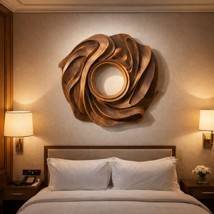 Decoración de Pared Abstracta Hecha a Mano de Estilo Art Deco Moderno de Luxali Home Decor, Tallado en Madera Natural Sólida, Ecológico, Duradero y Artístico - Product Image 1