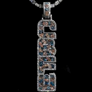 Pendentif personnalisé avec initiale en moissanite, plaqué or rose rhodié 14k/18k, bijoux hip-hop unisexe en provenance d'Inde - Product Image 1