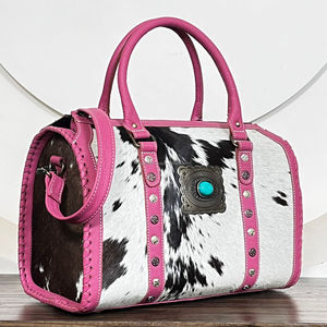 Nouveau Sac Bandoulière Tendance 2026 en Cuir Véritable Designer Hair_on_Hide, Sac Élégant à Motif Premium avec Concho Turquoise, Sac de Voyage - Product Image 6