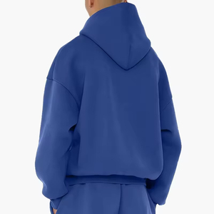 Sudadera con Capucha Extra Grande para Hombre, Azul Sólido, Tejida, Informal, Corte Regular, Manga Larga - Product Image 1