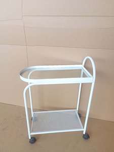 Carrito de Almacenamiento Metálico Minimalista de Dos Niveles con Ruedas, Forma Ovalada para Sala de Estar KTS-230512-10 - Product Image 4