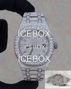 Montre automatique en acier inoxydable sertie de moissanite et de diamants, style hip-hop de luxe pour homme, avec résistance à l'eau de 10 bars - Product Image 2