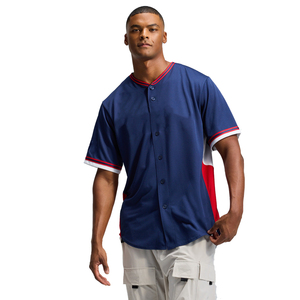 Maillot de baseball pour homme à manches courtes, boutonné sur le devant, color-block, en polyester, coupe classique, pour adulte, toutes saisons, respirant - Product Image 3