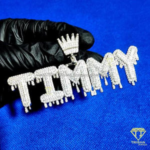 Luxury " NITRO " Letter Pendant Necklace Custom Bubble <b>Name</b> <b>Chain</b> With Cubic Zirconia Stones Hip Hop Jewelry For Streetwear - Product Image 4