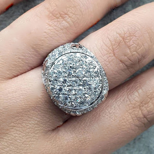 Anillo de Compromiso con Incrustaciones de Moissanita y Piedras Múltiples, Plata 925 Chapada en Oro, Estilo Hip Hop para Hombre, Anillo de Promesa, Regalo para Esposo - Product Image 1