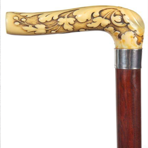 This luxury <b>white</b> walking stick features an ornate gold knob handle with decorative <b>hanging</b> chains available at wholesale prices - Product Image 2
