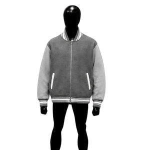 Chaqueta Varsity de Lana Gris con Mangas Gris Claro, Chaqueta Bomber de Béisbol de Primera Calidad para Hombre y Mujer, Chaqueta Letterman al por Mayor - Product Image 1