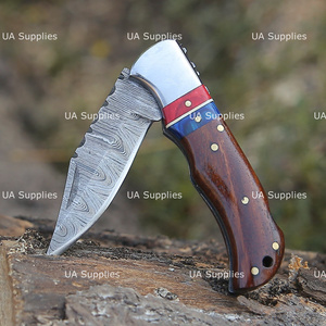 Premium Handmade Damascus Back <b>Lock</b> Folding Knife Razor Sharp Pocket Hunting Knife OEM ODM Factory - Product Image 4