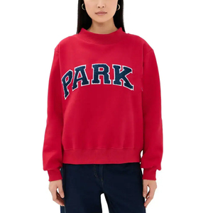 Sudadera de cuello redondo roja para mujer, diseño de letras bordadas Parke, top regular de moda, sudadera de cuello simulado para mujer - Product Image 1