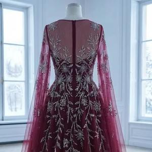 Fournisseur de robes de soirée longues de luxe bleues à perles, prix d'usine, vente en gros - Product Image 2