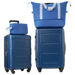 Set di bagagli in ABS leggeri in 2 pezzi con ruote Spinner espansibili con lucchetto da 20 pollici + valigia da 24 pollici con ruote - Product Image 1
