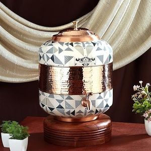 Distributeur d'eau en cuivre de style antique avec couvercle et robinet, réservoir de stockage fait main pour la maison, la cuisine, l'hôtel, conteneur d'eau saine - Product Image 4