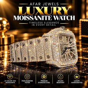 Montre de luxe entièrement sertie de moissanite, squelette blanc, en acier inoxydable, cadran carré analogique, résistante aux éclaboussures pour homme - Product Image 1