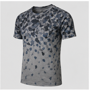 Camiseta de Manga Corta para Hombre con Estampado de Camuflaje en Fragmentos de Granito Azul Ceniza, Cuello Redondo, MTS-CAMO-0049 - Product Image 3
