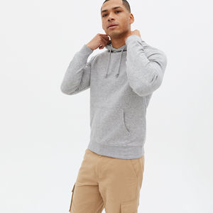 Sweat à capuche décontracté pour homme 100 % coton, molleton épais de haute qualité, couleur unie, écologique, avec poche, taille personnalisée, broderie, impression, OEM - Product Image 4