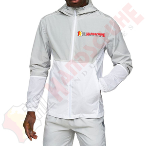 Men White <b>Grey</b> Color Block Windbreaker <b>Jacket</b> Hooded Zip Up Training Casual Streetwear Coat Outdoor <b>Jackets</b> - Product Image 4