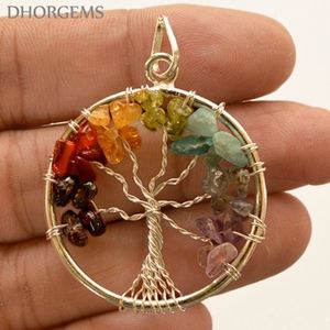 Colgante de Árbol de la Vida Hecho a Mano con Piedras Naturales Atractivas, Gemas y Piedras Mixtas de Metal para Joyería, Abalorios Encantadores Hechos a Mano - Product Image 1