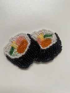 Broche de flor de tulipán con cuentas de vidrio verde y rosa personalizadas, bordado de planta, pin de solapa para mujer, para ropa, sombrero, bolso, joyería - Product Image 5