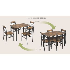 Set da Pranzo 4 Pezzi: Tavolo da Cucina in Legno con Sedie, Design Compatto - Product Image 5