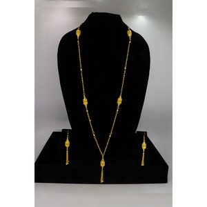 Collar y Aretes con Cuentas Chapados en Oro, Estilo Árabe de Oriente Medio, Joyería Tradicional India para Bodas, Collar Largo Étnico para Mujeres y Niñas - Product Image 2