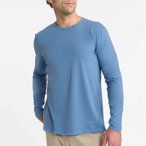 T-shirt à manches longues OEM pour hommes, grande taille, coupe classique, couleur unie, coton, col rond, manches longues, t-shirts de sport pour l'été - Product Image 4
