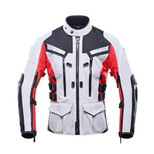 Unisex Full Sleeve Black Mesh Cordura <b>Motorcycle</b> <b>Jacket</b> Red Zipper Pockets Anti-UV Quick Dry Features <b>Summer</b> Breathable Wear - Product Image 6