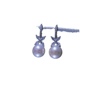 Boucles d'oreilles pendantes en argent 925 avec perle d'eau douce de 8-9 mm, forme œil de cheval, motif trèfle à quatre feuilles, perle Mantou haute densité, collection 2025 - Product Image 5