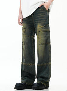 Jean vintage personnalisé délavé pour adultes, coupe droite, pantalon ample confortable, pantalon en denim délavé, vêtements streetwear personnalisés - Product Image 4