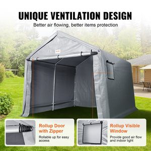 Carpa de Almacenamiento Exterior Compacta y Resistente de 10x10x8.5 pies con Puerta con Cierre Accesible para Uso Durante Todo el Año y Ventanas Ventiladas para Bicicletas y Automóviles - Product Image 2