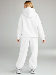 Conjunto Deportivo con Capucha para Mujer, Color Blanco, Corte Holgado Informal, 100% Algodón Transpirable, Sudadera y Pantalones - Product Image 5