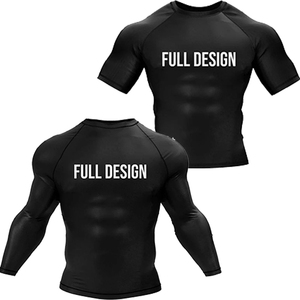 T-shirt de compression unisexe noir à manches courtes ou longues, col ras du cou, léger, extensible dans quatre directions, séchage rapide, sous-vêtement de sport imprimé - Product Image 1