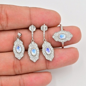 Aigue-marine naturelle CZ 925 en argent sterling plaqué or rose, ensemble de bijoux en pierres précieuses de taille ovale 7x5mm, cadeau de fête tendance pour mariages - Product Image 3