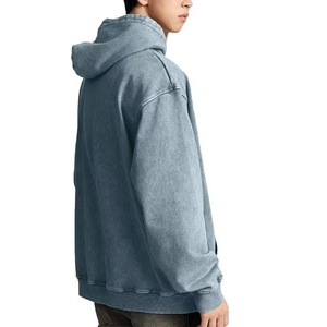 Sweat-shirt à capuche surdimensionné pour homme, couleur unie, coton, tissu molletonné français, vêtements décontractés pour l'automne - Product Image 3