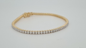 Tennis Style Lab Grown Synthetic Diamond Laser Drilled Brilliant Cut 10k Yellow Gold Rhodium Plated Classic Luxury <b>Bracelets</b> - Product Image 4