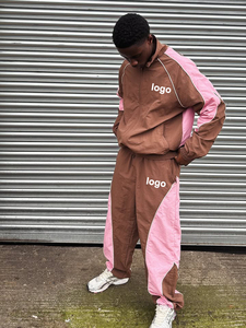 OEM Designer Nylon Windbreaker Tracksuit Set Custom Logo Stand Collar Side Piping <b>Detailing</b> Men's <b>Quick</b> Dry Zipper Tracksuit - Product Image 3