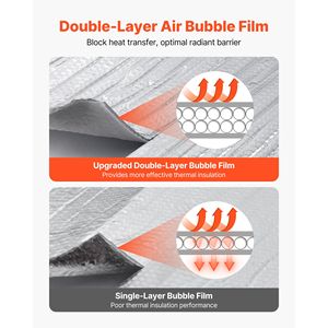 16 Pezzi Barriera Radiante in Alluminio a Doppio Lato 6mm, Doppio Strato con Bolle d'Aria 24 X 4 ft, Foglio Isolante Riflettente Doppio 10mm - Product Image 4