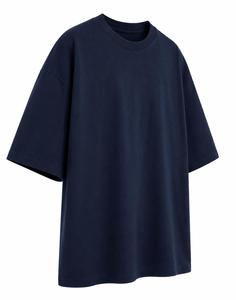 Wholesale Men's Oversized Solid Navy Blue Canvas <b>T</b>-<b>Shirt</b> Regular Sleeve O-Neck Casual Fit Breathable Eco-Friendly for Gym - Product Image 3
