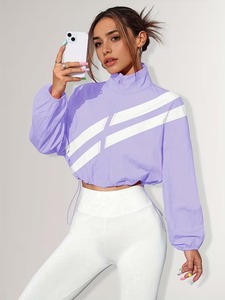 Ensembles de vêtements de sport pour femmes |   Ensemble de survêtement deux pièces : veste zippée à col montant coupe décontractée et pantalon de yoga compressif - Product Image 6