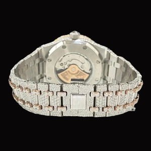 Reloj de Acero Inoxidable con Movimiento Automático Digital, Estilo Hip Hop de Lujo, Completamente Cubierto de Diamantes Moissanite VVS, Cristal de Zafiro Hecho a Mano - Product Image 3