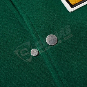 Chaqueta universitaria de béisbol con bordado personalizado transpirable y parches de chenilla 100% de alta calidad al por mayor en color verde para el invierno - Product Image 6