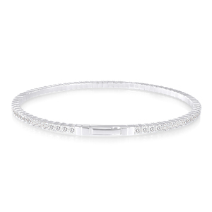 2.3 CT Lab Grown Diamond Flexible <b>Bangle</b> IGI Certified Slim Diamond <b>Bangle</b> <b>Bracelet</b> 10KT White Gold Luxury Engagement Party Gift - Product Image 1